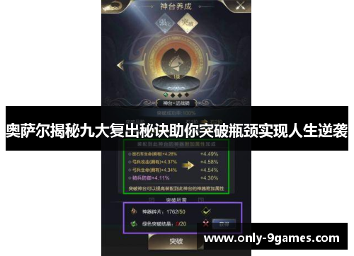 奥萨尔揭秘九大复出秘诀助你突破瓶颈实现人生逆袭 奥萨尔揭秘九大复出秘诀助你突破瓶颈实现人生逆袭